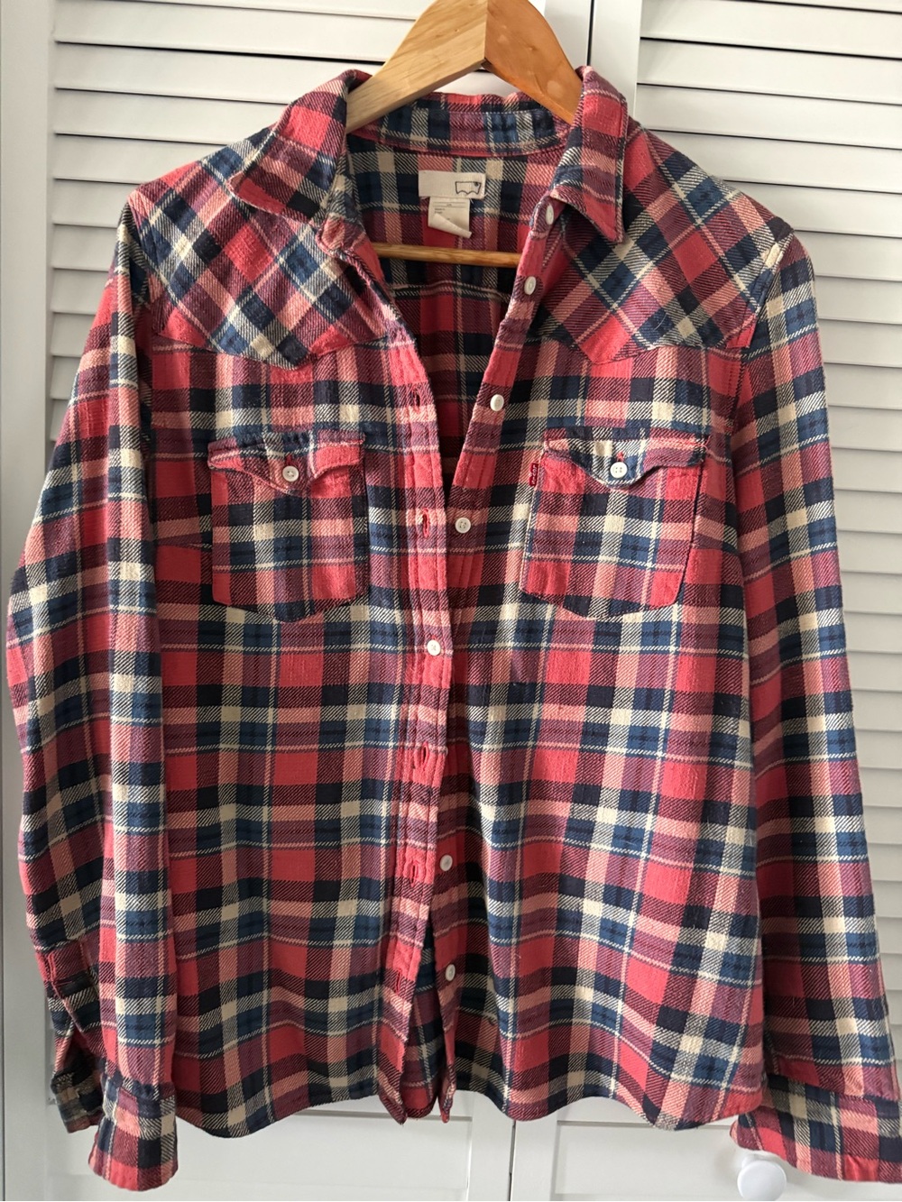 Levi's Red and Blue Plaid flannel  Casual Button-Down Shirt